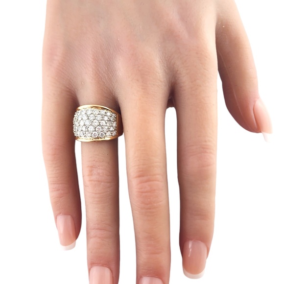 14 Karat Yellow Gold Diamond Pave Wide Band Ring Size 7.75 #19028 - Picture 6 of 8